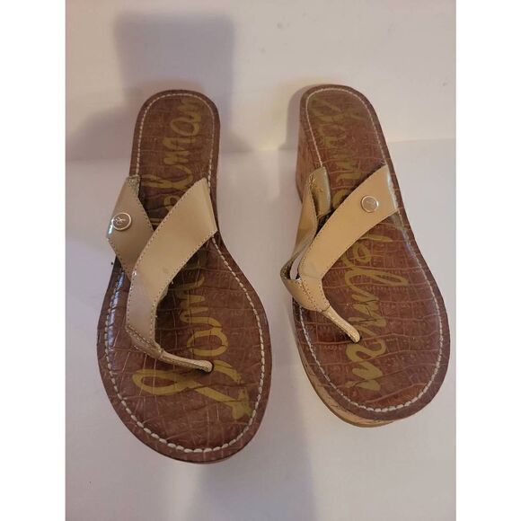 Sam Edelman Women's Brown Romy Cork Wedge Sandals Size 9.5 - Picture 1 of 6